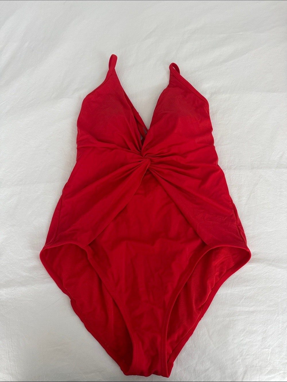 Time and Tru Red Twist-Front One-Piece Swimsuit